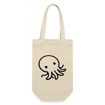Liegender Oktopus One Line Meeresmotiv - Geschenkbeutel für Flaschen - Natur - Vorne