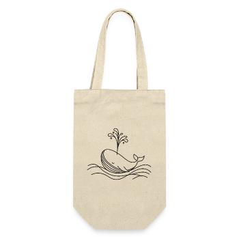 Wal One Line Wasserfontäne Meeresmotiv - Geschenkbeutel für Flaschen - Natur - Vorne