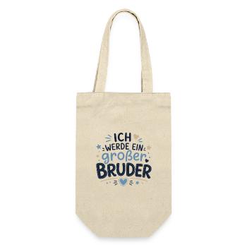 Ich werde ein großer Bruder - Geschenkbeutel für Flaschen - Natur - Vorne