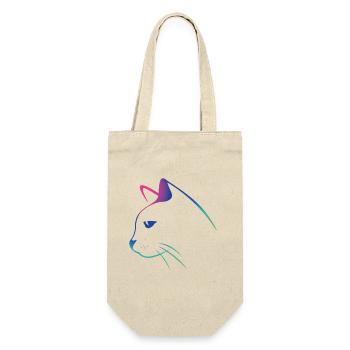 Cat-Line-Zeichnungsgradient - Geschenkbeutel für Flaschen - Natur - Vorne