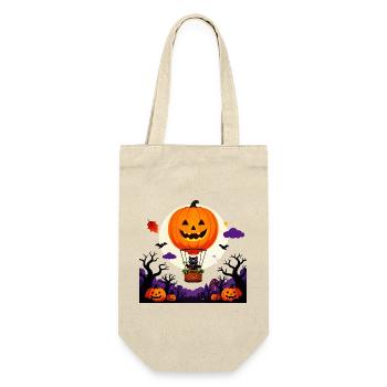 Kürbisballon-Katzen-Halloween-Szene - Geschenkbeutel für Flaschen - Natur - Vorne