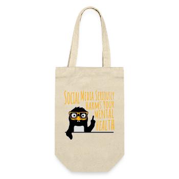 Social Media Seriously Harms Mental Health Pinguin - Geschenkbeutel für Flaschen - Natur - Vorne