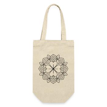 vierblaettriges Kleeblatt Mandala zum ausmalen - Geschenkbeutel für Flaschen - Natur - Vorne