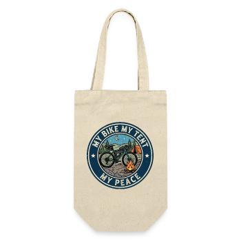 Mein Fahrrad Mein Zelt Mein Frieden Bikepacking - Geschenkbeutel für Flaschen - Natur - Vorne
