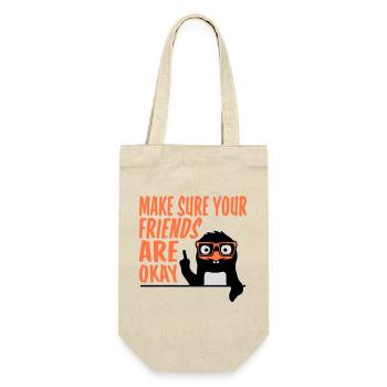 Make Sure Your Friends Are Okay Pinguin Nerd Geek - Geschenkbeutel für Flaschen - Natur - Vorne