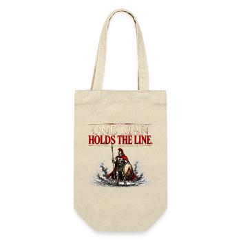 One Man Holds The Line - Spartan Warrior Gym Gift - Gift Bag for Bottles - nature - Front