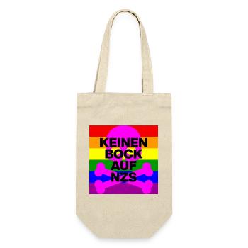 KEINEN BOCK AUF NZS, NO NZS, NO AFD, SKULL PINK - Geschenkbeutel für Flaschen - Natur - Vorne