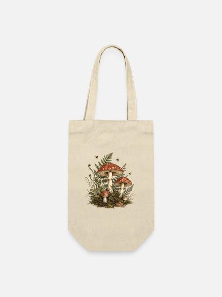 Cottagecore Mushroom Botanical Vintage - Geschenkbeutel für Flaschen - Natur