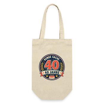 40. Geburtstag Runde Sache - Geschenkbeutel für Flaschen - Natur - Vorne