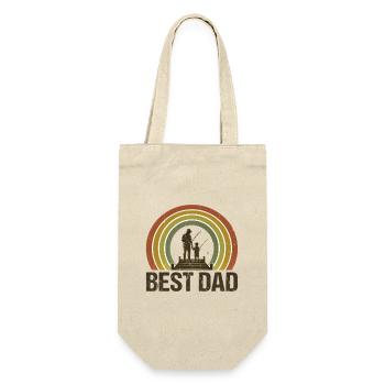 Bester Vater beim Angeln - Geschenkbeutel für Flaschen - Natur - Vorne