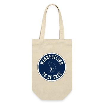 Wingfoiling to be free – Badge in Navy - Gift Bag for Bottles - nature - Front