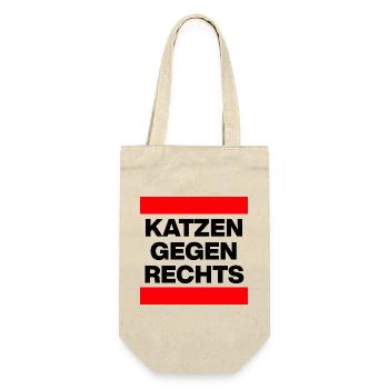 KATZEN GEGEN RECHTS, NO AFD NO NZS, NIE WIEDER - Geschenkbeutel für Flaschen - Natur - Vorne