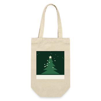 Minimalist Christmas Tree Green Star - Gift Bag for Bottles - nature - Front