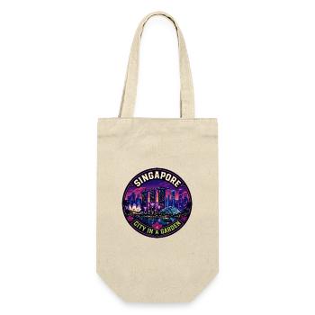Singapore City in a Garden Vintage Badge - Gift Bag for Bottles - nature - Front