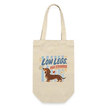 Dachshund Low Legs High Standards Retro - Gift Bag for Bottles - nature - Front