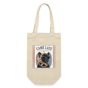 French Bulldog I Came Late Retro Humor - Gift Bag for Bottles - nature - Front