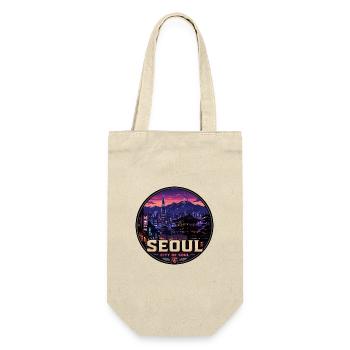 Seoul City of Soul Korea Vintage Travel Badge - Gift Bag for Bottles - nature - Front