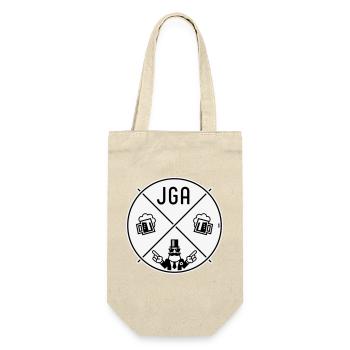 Bachelor Party Groom Hand Signal Beer Circle Symbol NEG 2C - Gift Bag for Bottles - nature - Front