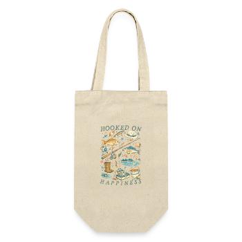Hooked On Happiness Vintage Fishing Gear - Gift Bag for Bottles - nature - Front