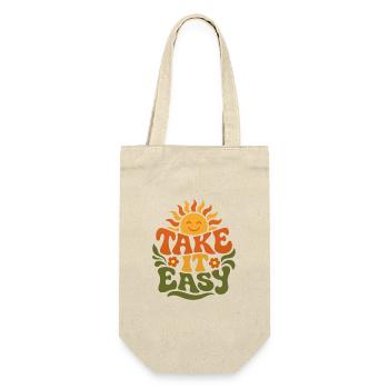 Take It Calm – Design rétro des années 70 avec une déclaration groovy - Sac à bouteille - nature - Devant