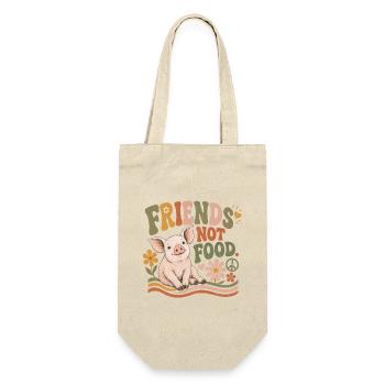 Friends Not Food Pig Vegan Rétro - Sac à bouteille - nature - Devant