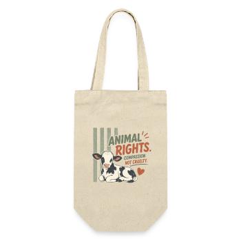 Animal Rights Calf Vegan Animal Rights Retro - Gift Bag for Bottles - nature - Front