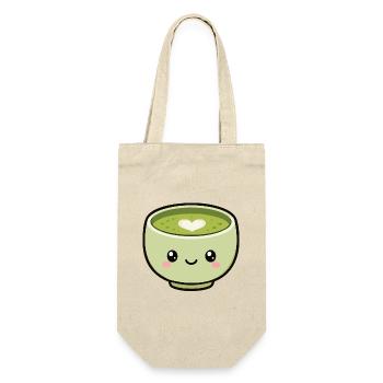 Tasse de thé matcha Kawaii avec cœur - Sac à bouteille - nature - Devant