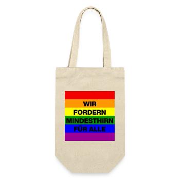 WIR FORDERN MINDESTHIRN FÜR ALLE, NO NZS, NO AFD - Geschenkbeutel für Flaschen - Natur - Vorne