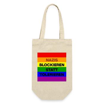 NAZIS BLOCKIEREN STATT TOLERIEREN, NO NZS, NO AFD - Geschenkbeutel für Flaschen - Natur - Vorne