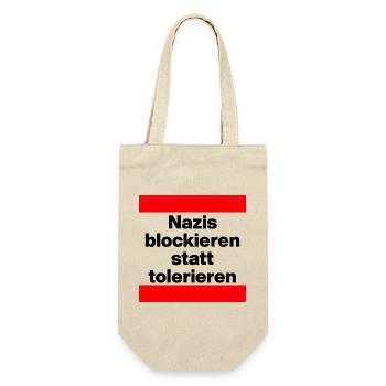 NAZIS BLOCKIEREN STATT TOLERIEREN, NO NZS, NO AFD - Geschenkbeutel für Flaschen - Natur - Vorne