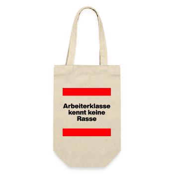 ARBEITERKLASSE KENNT KEINE RASSE, NIE WIEDER JETZT - Geschenkbeutel für Flaschen - Natur - Vorne