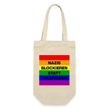 NAZIS BLOCKIEREN STATT TOLERIEREN, LGBTQ COMUNITY - Geschenkbeutel für Flaschen - Natur - Vorne