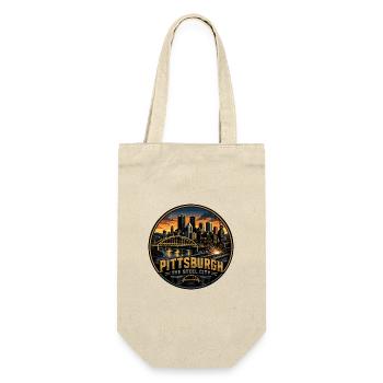 Pittsburgh Steel City Retro Bridge Welding Badge - Gift Bag for Bottles - nature - Front
