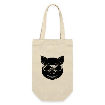 Pig in Sunglasses - Gift Bag for Bottles - nature - Front