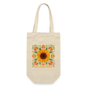 Sunflower Pattern – "Golden Hour" Floral Design - Gift Bag for Bottles - nature - Front