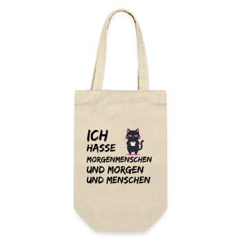 ICH HASSE MORGENMENSCHEN UND MORGEN UND MENSCHEN - Geschenkbeutel für Flaschen - Natur - Vorne