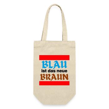 BLAU IST DAS NEUE BRAUN, NO AFD, NIE WIEDER, JETZT - Geschenkbeutel für Flaschen - Natur - Vorne