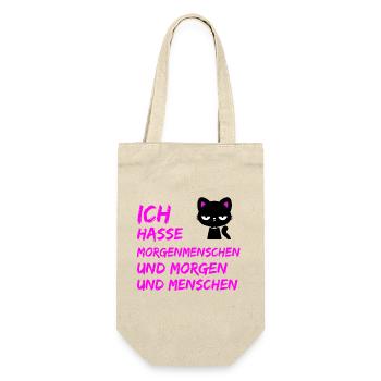 ICH HASSE MORGENMENSCHEN UND MORGEN UND MENSCHEN - Geschenkbeutel für Flaschen - Natur - Vorne