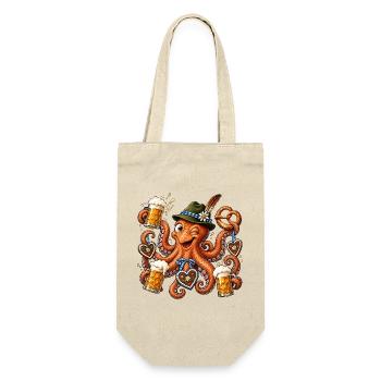 Octopus with beer, pretzel and gingerbread hearts - Gift Bag for Bottles - nature - Front