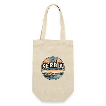Retro Serbia Belgrade Fortress Badge - Gift Bag for Bottles - nature - Front