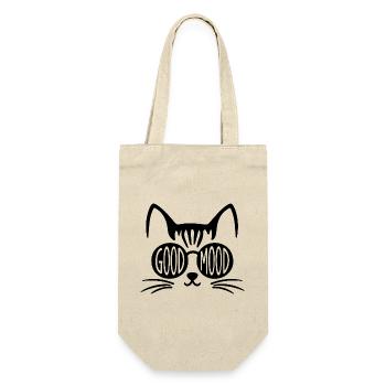 Chat de bonne humeur avec des lunettes rondes - Sac à bouteille - nature - Devant