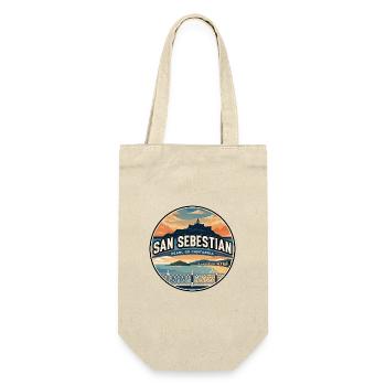 Retro San Sebastian La Concha Badge - Gift Bag for Bottles - nature - Front
