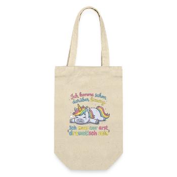Dramatisches Einhorn: Ich muss erst dramatisch ... - Geschenkbeutel für Flaschen - Natur - Vorne