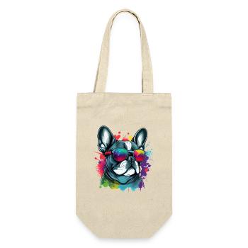Süßer Frenchie-Hund - Geschenkbeutel für Flaschen - Natur - Vorne