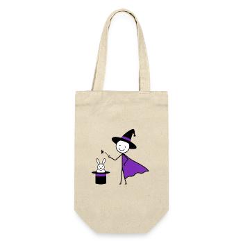 Stick figure as a magician conjures rabbit art - Gift Bag for Bottles - nature - Front