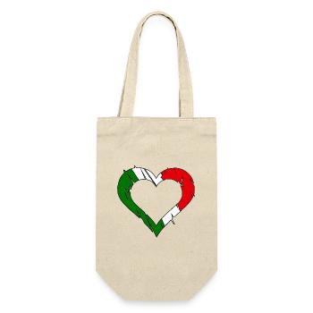 Italienflaggenherz zerkratzt - Geschenkbeutel für Flaschen - Natur - Vorne