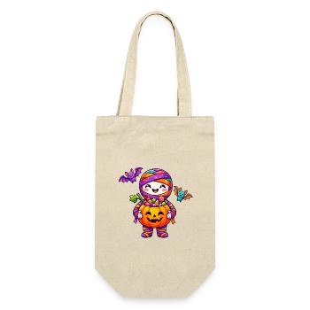 Kawaii Halloween Kürbisfreude - Geschenkbeutel für Flaschen - Natur - Vorne