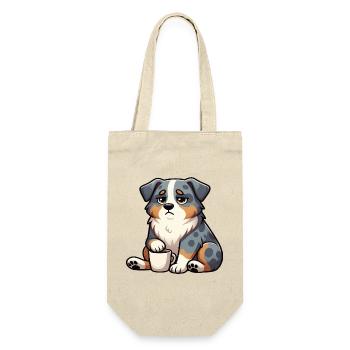 Australian Shepherd Aussie Aussiebesitzer Aussies - Geschenkbeutel für Flaschen - Natur - Vorne