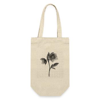 Graustufenblüte im Halbton-Bipmap-Effekt - Geschenkbeutel für Flaschen - Natur - Vorne