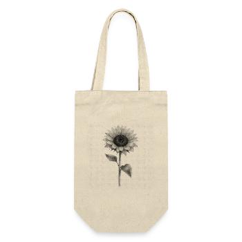 Graustufenblüte im Halbton-Bipmap-Effekt - Geschenkbeutel für Flaschen - Natur - Vorne